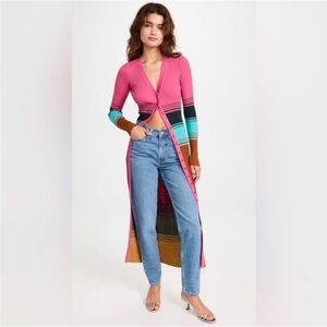 STAUD Shoku Rib Knit Stripe Sweaterdress